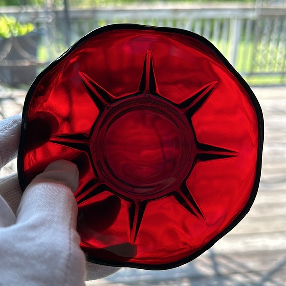 ‘Antique Ruby’ Cristal D'Arques France Ruby Red Divided Plate and Dip Bowl - Picture 11 of 11